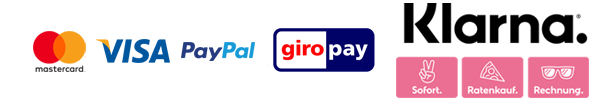 Visa - MasterCard - PayPal - Rechnung - Klarna - Giropay